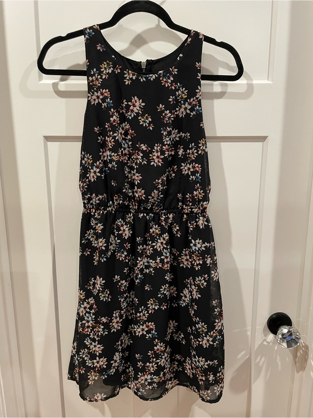 Xhilaration Black Floral Sleeveless Dress
